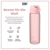 Fľaša na vodu ion8 Slim 500 ml - Ružové kvety, bez BPA, nepriepustná, otváranie jednou rukou, vhodná do umývačky riadu, klimaticky neutrálna 5