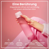 Fľaša na vodu ion8 Slim 500 ml - Ružové kvety, bez BPA, nepriepustná, otváranie jednou rukou, vhodná do umývačky riadu, klimaticky neutrálna 3