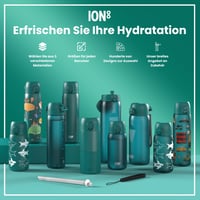 ion8 Izolovaná fľaša z nehrdzavejúcej ocele 320 ml, so vzorom žraloka, nepriepustná, otváranie jednou rukou, výklopný uzáver, vhodná do umývačky riadu, s úchytom 7