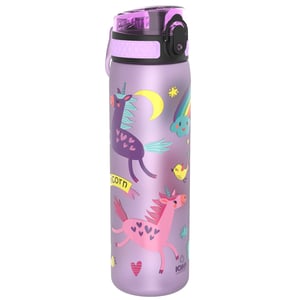 Sticlă pentru apă ion8 etanșă, 500 ml, model cu unicorn, fără BPA, deschidere cu o mână, se poate spăla în mașina de spălat vase, ușoară — utilizată (stare: vezi a 2-a fotografie)