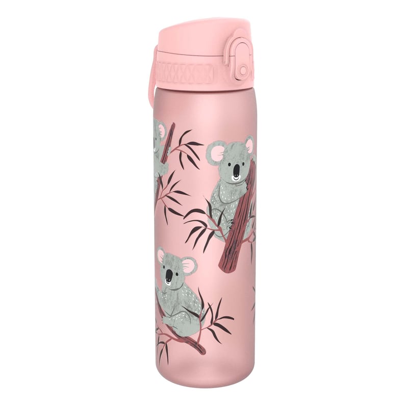 Sticlă pentru apă ion8 500 ml, etanșă, cu deschidere cu o singură mână, fără BPA, lavabilă în mașina de spălat vase, cu model Koalabear și capac flip cu mâner de transport