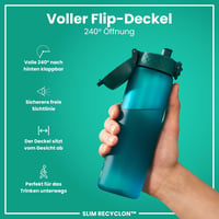 Sticlă ion8 500 ml - Rezistentă la scurgeri, deschidere cu o singură mână, compatibilă cu mașina de spălat vase, fără BPA, capac cu clapetă, Aqua 4
