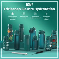 Sticlă ion8 500 ml - Rezistentă la scurgeri, deschidere cu o singură mână, compatibilă cu mașina de spălat vase, fără BPA, capac cu clapetă, Aqua 7