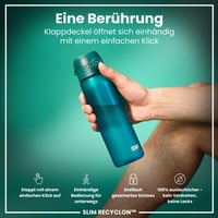 Sticlă ion8 500 ml - Rezistentă la scurgeri, deschidere cu o singură mână, compatibilă cu mașina de spălat vase, fără BPA, capac cu clapetă, Aqua 3