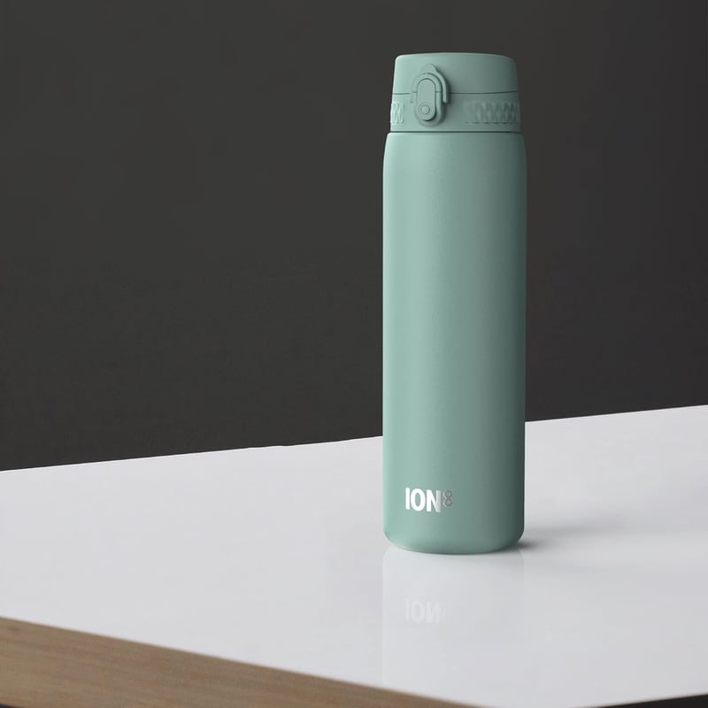 Ion8 Vákuum Izolált Rozsdamentes Acél Kulacs 1L, Szorítható, Egy Kézzel Nyitható, Sporthoz és Jógához - Turquoise, OneTouch 1.0