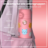 ion8 Vákuum Izolált Rozsdamentes Acél Kulacs 500ml, Szivárgatásmentes, Egykezes Nyitás, Macska Mintás - Evo, Insulated Steel 2