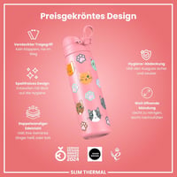 ion8 Vákuum Izolált Rozsdamentes Acél Kulacs 500ml, Szivárgatásmentes, Egykezes Nyitás, Macska Mintás - Evo, Insulated Steel 6