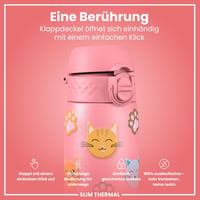 ion8 Vákuum Izolált Rozsdamentes Acél Kulacs 500ml, Szivárgatásmentes, Egykezes Nyitás, Macska Mintás - Evo, Insulated Steel 3