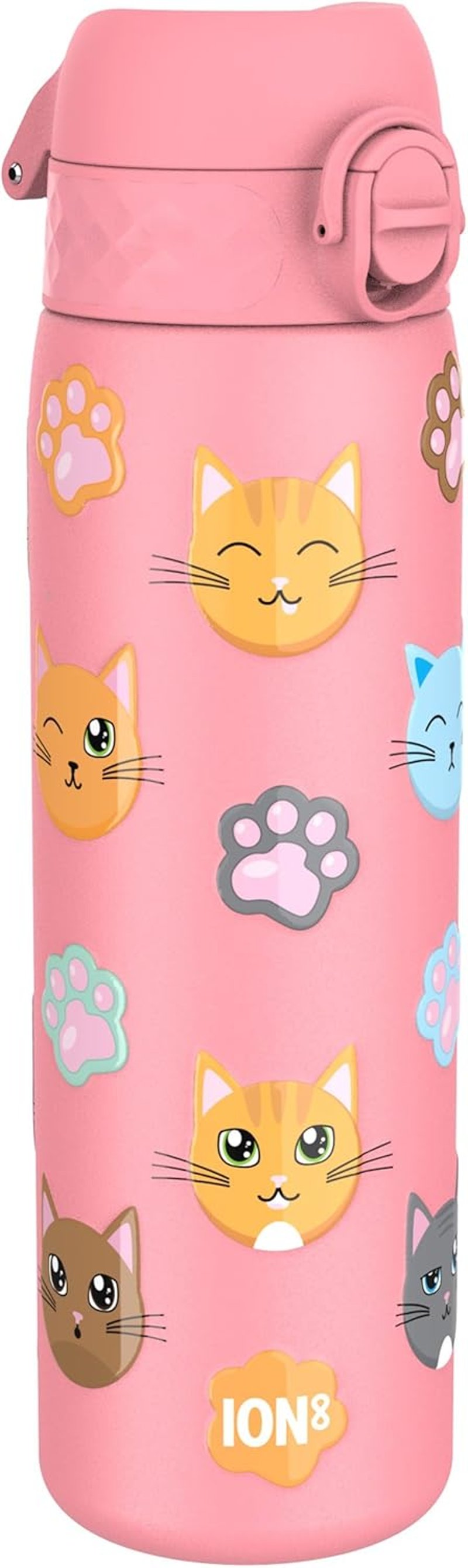 ion8 Vákuum Izolált Rozsdamentes Acél Kulacs 500ml, Szivárgatásmentes, Egykezes Nyitás, Macska Mintás - Evo, Insulated Steel