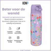 ion8 Evo vákuumszigetelt rozsdamentes acél kulacs, virágmintás - 500 ml 5