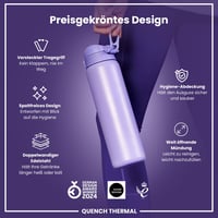 Vákuovo izolovaná fľaša na vodu z nehrdzavejúcej ocele ion8, 1 liter, nepriepustná, otváranie jednou rukou, vhodná do umývačky riadu, s rúčkou, na šport a jogu 8