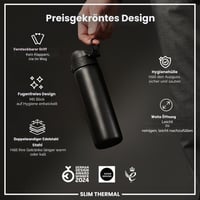 Vákuovo izolovaná nerezová fľaša na vodu ion8 500 ml čierna, nepriepustná, otváranie jednou rukou, vhodná do umývačky riadu, odolná, odolná voči poškriabaniu 8