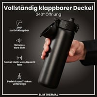 Vákuovo izolovaná nerezová fľaša na vodu ion8 500 ml čierna, nepriepustná, otváranie jednou rukou, vhodná do umývačky riadu, odolná, odolná voči poškriabaniu 6
