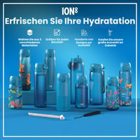 ion8 Nerezová vákuovo izolovaná fľaša na vodu 500 ml modrá, nepriepustná, otváranie jednou rukou — dno je preliačené (stav: pozri 2. obrázok) 9