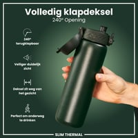 Vákuovo izolovaná nerezová fľaša na vodu ion8 500 ml tmavozelená, otváranie jednou rukou, nepriepustná, vhodná do umývačky riadu, s držiakom na prenášanie 4