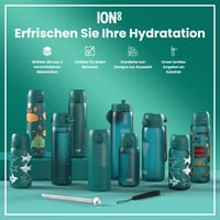 Vákuovo izolovaná fľaša na vodu z nehrdzavejúcej ocele ion8, 500 ml, nepriepustná, otváranie jednou rukou, vhodná do umývačky riadu, s rukoväťou, dizajn s autíčkami 7