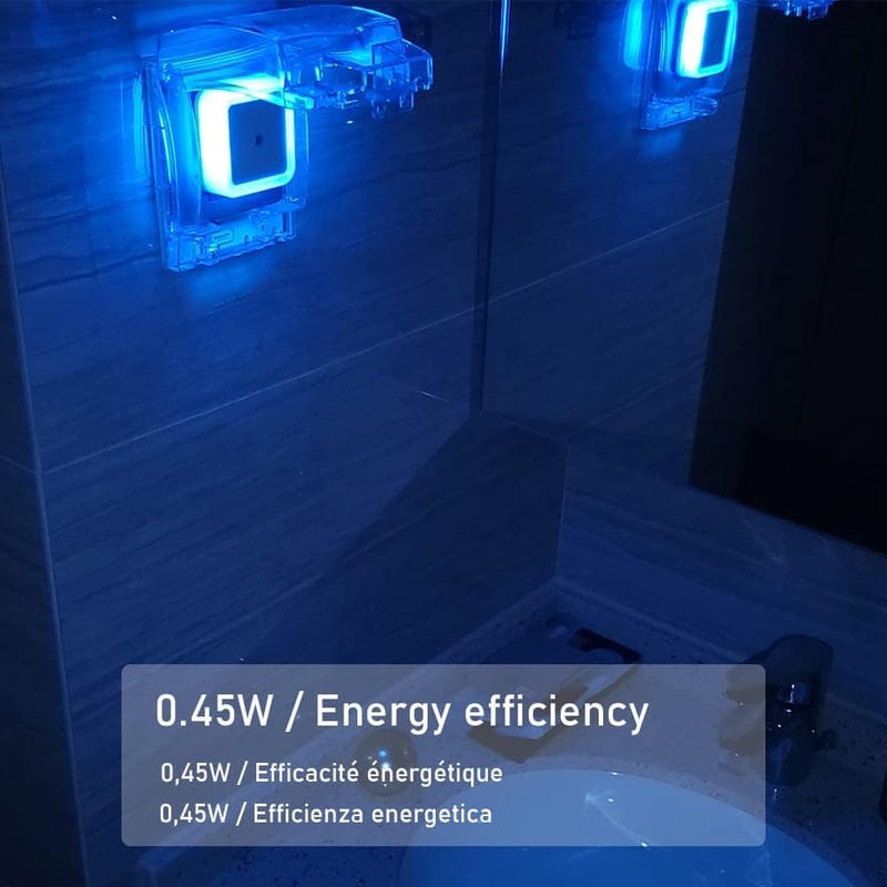 IOSICAM Éjszakai Fény Gyerekeknek 3 Darabos Szett - Kék LED Éjjeli Lámpa Alkonykapcsolóval Hálószobába