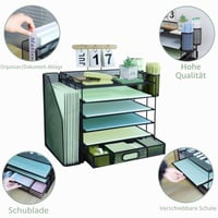 IOUGDSEC stolni stalak za dokumente na 6 razina s dodatnim okomitim pretincem, ladica za A4 papir s gornjom ladicom, stalak za časopise, crni, za kućni ured 3