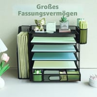 IOUGDSEC stolni stalak za dokumente na 6 razina s dodatnim okomitim pretincem, ladica za A4 papir s gornjom ladicom, stalak za časopise, crni, za kućni ured 6
