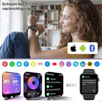 Inteligentné hodinky IOWODO pre mužov a ženy, 1,91" HD displej, Bluetooth hovory, krokomer, monitor srdcového tepu, monitor spánku, SpO2, 110+ športových režimov, vodotesnosť IP68, fitness tracker pre Android a iOS 7