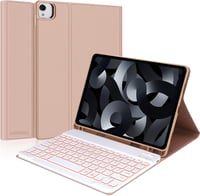 iPad Billentyűzet Tok - Bluetooth Háttérvilágításos Levehető Mágneses Billentyűzet iPad Air 4/5 és iPad Pro 11" Készülékekhez, Rózsaszín, AZ 1