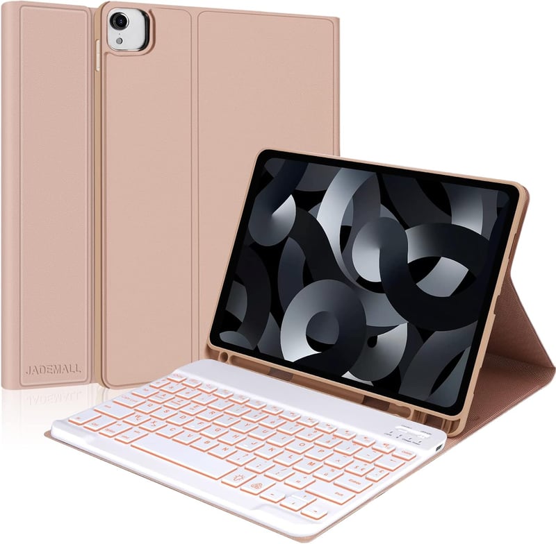 iPad Billentyűzet Tok - Bluetooth Háttérvilágításos Levehető Mágneses Billentyűzet iPad Air 4/5 és iPad Pro 11" Készülékekhez, Rózsaszín, AZ