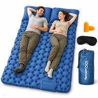 Saltea de camping gonflabilă iParaAiluRy 120x200 cm cu pernă, saltea pneumatică ultralight pentru 2 persoane pentru camping, drumeții, cu pompă de picior 1