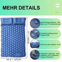 Saltea de camping gonflabilă iParaAiluRy 120x200 cm cu pernă, saltea pneumatică ultralight pentru 2 persoane pentru camping, drumeții, cu pompă de picior 4