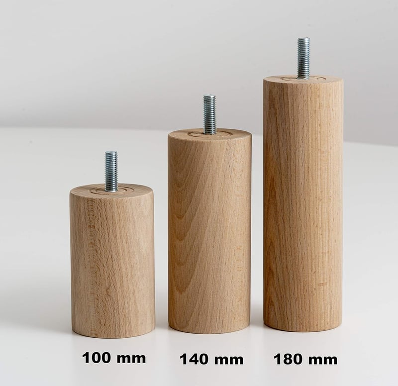 IPEA 4 bucăți picioare mobilier din lemn, înălțime 100 mm, pentru canapea, fotoliu, dulap, formă cilindrică, natur