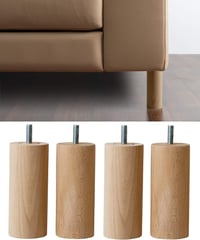IPEA 4 bucăți picioare mobilier din lemn, înălțime 100 mm, pentru canapea, fotoliu, dulap, formă cilindrică, natur 1