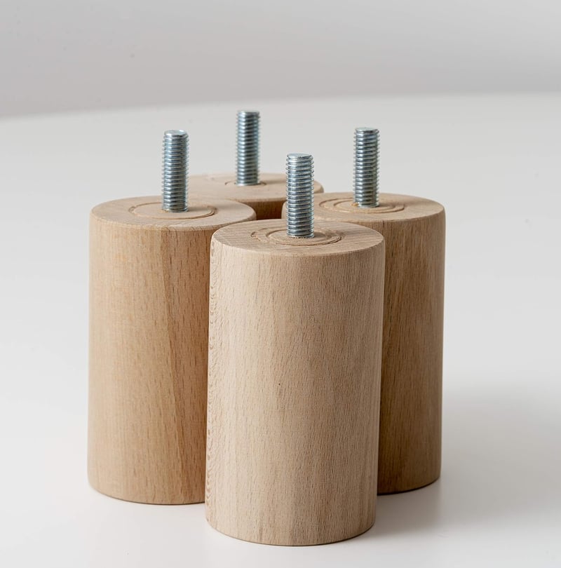 IPEA 4 bucăți picioare mobilier din lemn, înălțime 100 mm, pentru canapea, fotoliu, dulap, formă cilindrică, natur