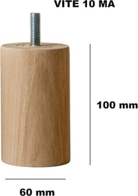 IPEA 4 bucăți picioare mobilier din lemn, înălțime 100 mm, pentru canapea, fotoliu, dulap, formă cilindrică, natur 3