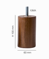 IPEA Nábytkové nohy, farba orech, valcové nohy z masívneho dreva, výška 100 mm, 4 ks, na pohovku, skriňu, kreslo, talianska výroba 2