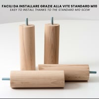Súprava drevených nábytkových nôh IPEA pre pohovky a skrine – výška 140 mm – 4 ks surové drevené nohy pre kreslá a nábytok – skrutka M10 – minimalistický dizajn 8