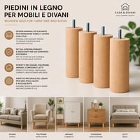 Súprava drevených nábytkových nôh IPEA pre pohovky a skrine – výška 140 mm – 4 ks surové drevené nohy pre kreslá a nábytok – skrutka M10 – minimalistický dizajn 3