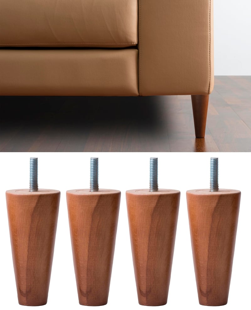 Kónusové nohy z masívneho dreva IPEA 14 cm – orech, 4 ks