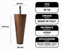 Kónusové nohy z masívneho dreva IPEA 14 cm – orech, 4 ks 3