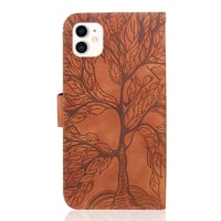 Kožna preklopna futrola za iPhone 11 s uzorkom drveta i stalkom - smeđa 4