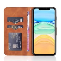 Kožna preklopna futrola za iPhone 11 s uzorkom drveta i stalkom - smeđa 5