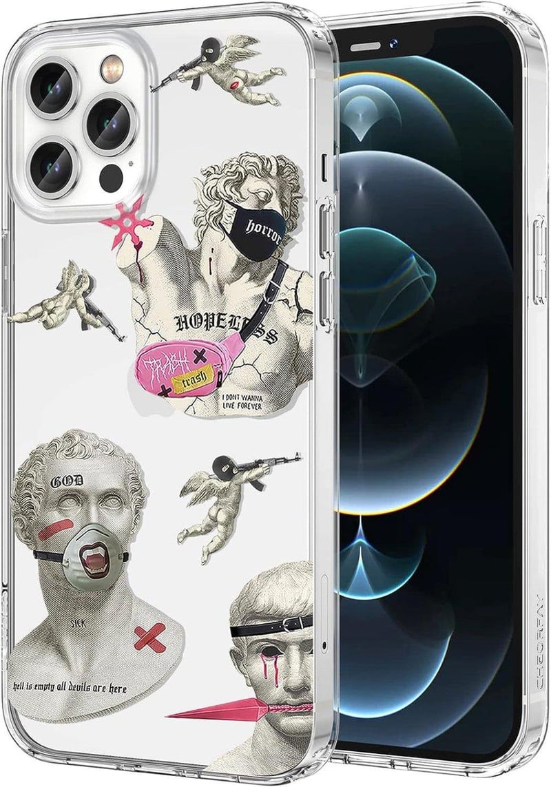 iPhone 12 Pro Max Átlátszó Punk Szobros Szilikon Tok - Ütésálló CHEORFAY Védőtok
