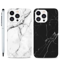 Silikonska maskica s mramornim uzorkom za iPhone 13 Pro Duo - crno-bijela 1