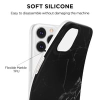 Silikonska maskica s mramornim uzorkom za iPhone 13 Pro Duo - crno-bijela 4