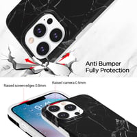 Silikonska maskica s mramornim uzorkom za iPhone 13 Pro Duo - crno-bijela 3