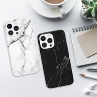 Silikonska maskica s mramornim uzorkom za iPhone 13 Pro Duo - crno-bijela 6