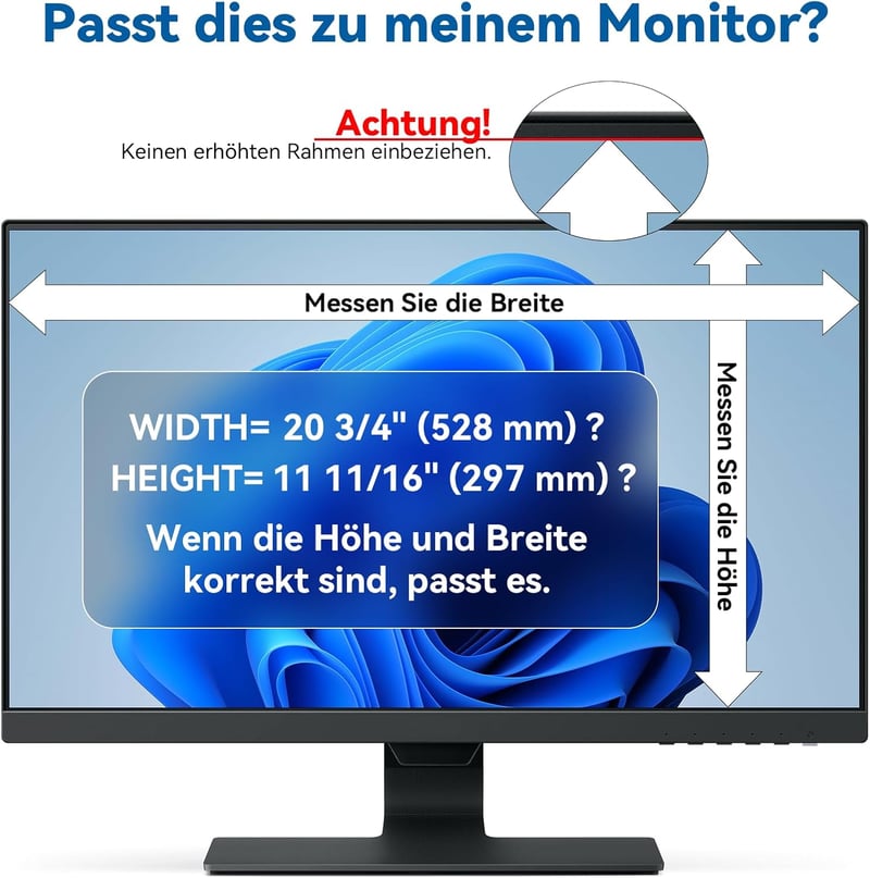 IPROKKO 23.8" Monitor Adatvédelmi Fólia 16:9 Kékfény Szűrő Tükröződésmentes