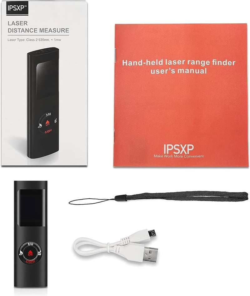 IPSXP Lézeres Távolságmérő 60m, Digitális Mérőeszköz Terület/Térfogat Számításhoz