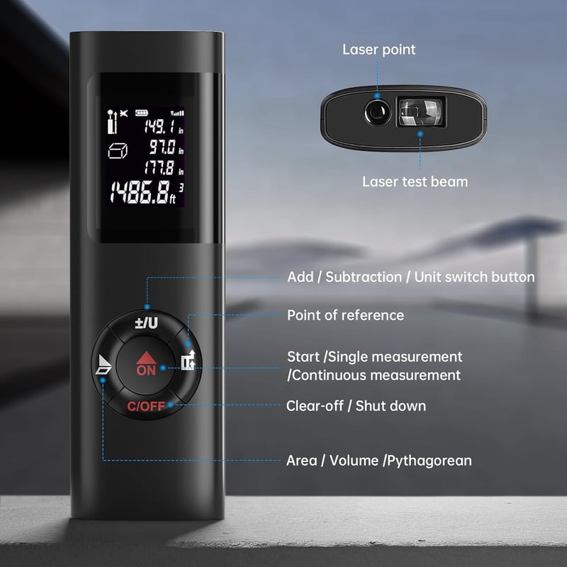 IPSXP Lézeres Távolságmérő 60m, Digitális Mérőeszköz Terület/Térfogat Számításhoz