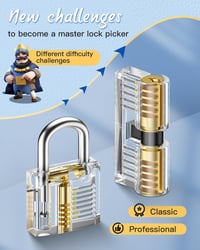 IPSXP Zárnyitó Készlet 17 Eszközzel - Átlátszó Gyakorló Zárakkal és Bőr Táskával - Profi Lockpick Szett Lakatosoknak, Kezdőknek és Szakember 4