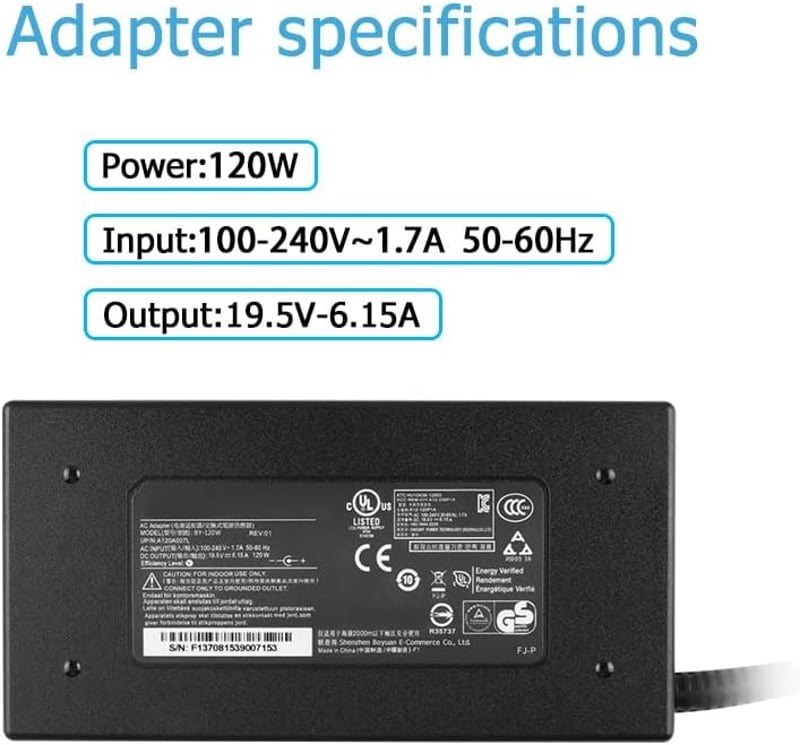 IPWRPRO 120W Laptop Töltő MSI Gamer Laptopokhoz - Kompatibilis GF63, GS65, GL62M Sorozatokkal - 5.5×2.5mm Csatlakozó