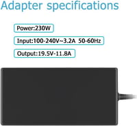 IPWRPRO 230W Laptop Töltő Acer Predator 15 G9-593 és 17 G5-793 Sorozathoz - Helios 500 Kompatibilis Adapter Rövidzárlat Elleni Védelemmel 6
